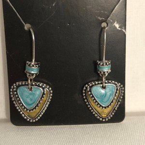 Layered Triangle Sparkle Swirl Dangle Earrings